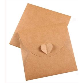 25Pcs Retro Brown Kraft Paper CD DVD Sleeves Envelopes DVD Cardboard Storage Cases Keepers Holder with Heart Button for CD/DVD Packaging or Store