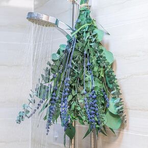 5 Kinds Eucalyptus for Shower,17" Natural Fresh Hanging Eucalyptus & Lavender Stems Real Eucalyptus Leaves Shower Decor Home Decor Aromatic Lavender Shower Plant (2 pack set - 17 inch)