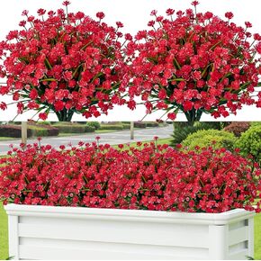 Lnoicy 10pcs Artificial Flowers for Outdoor,Plastic Flowers Decoration, UV Resistant Faux Flowers Shrubs, Artificial Plants for Indoor Outside Garden Home Wedding Farmhouse(7 Colors)