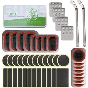 مجموعات تصحيح الأنبوب الداخلي للدراجة من EDIONS، طقم إصلاح إطارات الدراجة مع رقع ذاتية اللصق بدون لاصق، ورقع الفلكنة، وعرموش معدنية، وصندوق تخزين محمول للدراجات والدراجات النارية، ومطاط قابل للنفخ in Kuwait