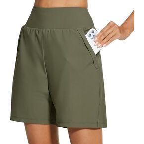 HODOSPORTS Women's Athletic Running Shorts 5" High Waisted Quick Dry Hiking Shorts with Liner and Pockets
