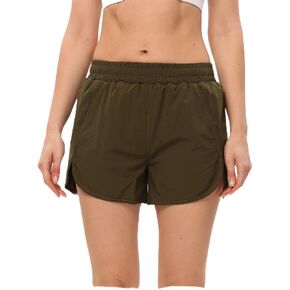 Womens Running Shorts Quick Dry Athletic Workout Shorts with Mesh Liner Zipper Pockets