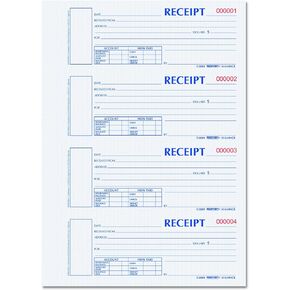 Blueline Rediform Hardcover Carbonless Numbered Money Receipt Book, 300 Duplicate Sets per Book (S1654NCR)