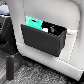 HUWANDE Car Trash Can,Multi-Function Garbage Can,Small Car Door Organizer,Leather Car Trash Can Front Seat,Car Seat Back Storage Box (Black)