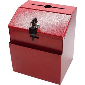 FixtureDisplays® Red Suggestion Metal Donation Key Drop Box Express Checkout Comments Sales Lead Box 11118-RED-FBA
