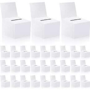 30 Pcs Raffle Boxes Ballot Box Donation Box for Fundraising, 6.5 x 4.5 x 4.5 Inch Cardboard Box with Slot for Ticket and Removable Header Charity Box for Collecting Business Card Voting Contest