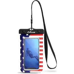 CaliCase Universal Waterproof Floating Phone Pouch - IPX8 Waterproof Floating Phone Case with Lanyard for iPhone X-14/ S20-S23/ Pixel 1-7 - Black
