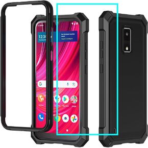 Aulzaju for BLU View 4 Case with Screen Protector,Blu View 4 Phone Case Front Back Full Body Protective Soft TPU Bumper Military Grade Cover for BLU View4 B135DL Black