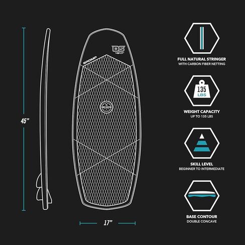 لوح ركوب الأمواج Driftsun Gromp Wakesurf - لوح تزلج للأطفال مقاس 3 أقدام و9 بوصات، وأداة ركوب الأمواج بحجم الأطفال، وزعانف وأداة زعانف in Kuwait
