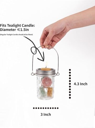 CretFine Tea Light Candle حامل زجاجي، حاملات شموع نذرية لشموع الشاي السائبة، حامل شمع جرة ميسون مع أغطية الشموع، حامل شموع التخييم للقطعة المركزية، الزفاف، ديكور المنزل 2 حزمة، 8oz in Kuwait
