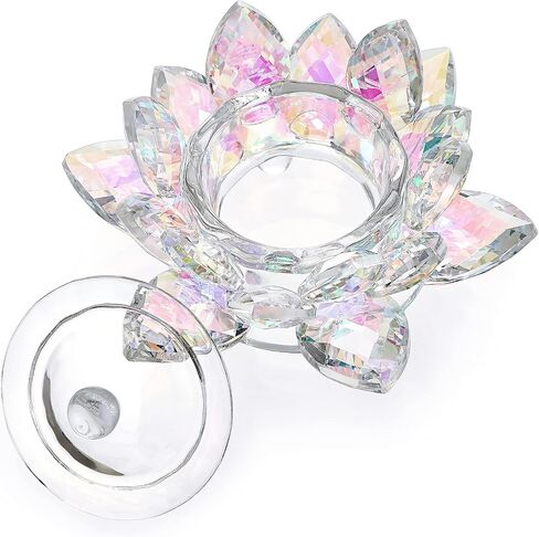 OwnMy Crystal Lotus Flower Dappen Dish with Lid Glass Tea Light Holder Lotus Petal Votive Candle Holder Candle Stand, Glass Flower Monomer Dish for DIY Nail Art Bowl Cup Jewlery Tray for Home Decor in Saudi Arabia