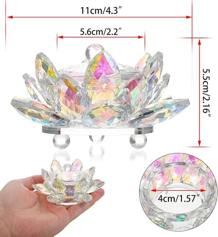 OwnMy Crystal Lotus Flower Dappen Dish with Lid Glass Tea Light Holder Lotus Petal Votive Candle Holder Candle Stand, Glass Flower Monomer Dish for DIY Nail Art Bowl Cup Jewlery Tray for Home Decor in Saudi Arabia