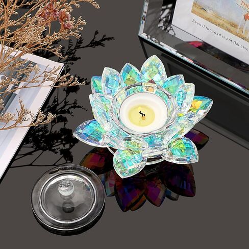 OwnMy Crystal Lotus Flower Dappen Dish with Lid Glass Tea Light Holder Lotus Petal Votive Candle Holder Candle Stand, Glass Flower Monomer Dish for DIY Nail Art Bowl Cup Jewlery Tray for Home Decor in Saudi Arabia