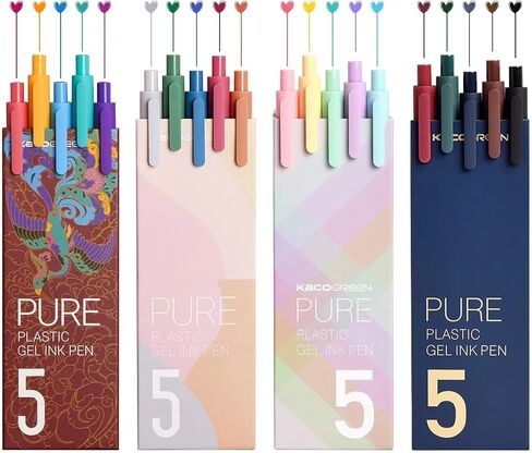 Kaco Gel Pens 20 Assorted Color Ink 0.5mm Fine Point, Cute Stationery Journaling Note Taking Pens Retractable Office School Supplies in Kuwait