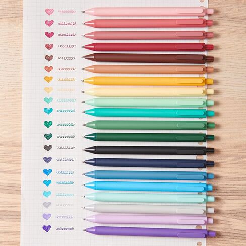 Kaco Gel Pens 20 Assorted Color Ink 0.5mm Fine Point, Cute Stationery Journaling Note Taking Pens Retractable Office School Supplies in Kuwait