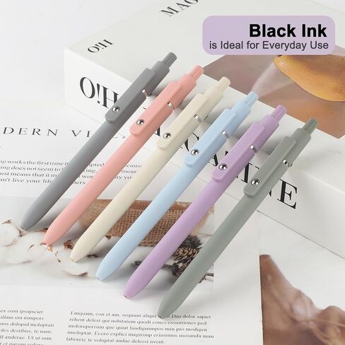 FIOVER Gel Pens - 6Pcs 0.5mm Pens Fine Point Smooth Writing Pen, Black Gel Ink Pens for Journaling Note Taking, Cute Aesthetic Office School Supplies Gifts for Women in Saudi Arabia