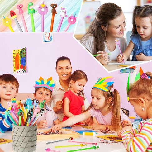 300 Pcs Novelty Pens Bulk Kids Cute Pens Cartoon Fun Pens 0.5 mm Black Gel Ink Pens Assorted Animal Styles Kawaii Decorative Writing Pens for School Office Home Teacher Student Kids Gift Supplies in Saudi Arabia