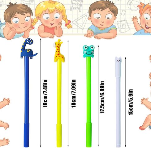300 Pcs Novelty Pens Bulk Kids Cute Pens Cartoon Fun Pens 0.5 mm Black Gel Ink Pens Assorted Animal Styles Kawaii Decorative Writing Pens for School Office Home Teacher Student Kids Gift Supplies in Saudi Arabia