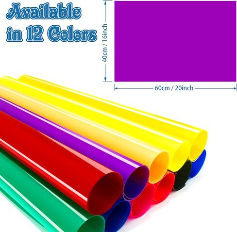 12 Pcs 16x20inch Correction Gel Light Filter Lighting Gels Diffuser 12 Colors Overlays Transparent Plastic Sheets Film for Landscape Led Light, Photography, Video, Photo, Stage in Saudi Arabia