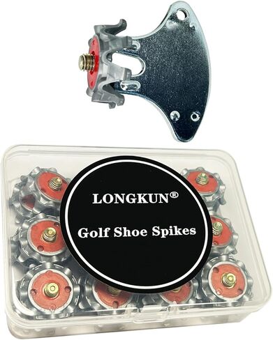 مسامير مدببة لأحذية الجولف، 28 قطعة من مسامير FJ في مسامير الجولف الناعمة مع خيط معدني و1 قطعة من معاول الجولف المعدنية سهلة التركيب لأحذية الجولف اللولبية للقدم (رمادي أحمر) LONGKUN in Kuwait