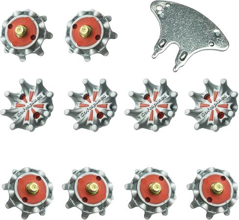 مسامير مدببة لأحذية الجولف، 28 قطعة من مسامير FJ في مسامير الجولف الناعمة مع خيط معدني و1 قطعة من معاول الجولف المعدنية سهلة التركيب لأحذية الجولف اللولبية للقدم (رمادي أحمر) LONGKUN in Kuwait