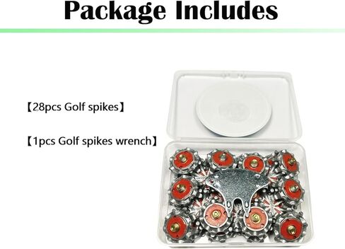 مسامير مدببة لأحذية الجولف، 28 قطعة من مسامير FJ في مسامير الجولف الناعمة مع خيط معدني و1 قطعة من معاول الجولف المعدنية سهلة التركيب لأحذية الجولف اللولبية للقدم (رمادي أحمر) LONGKUN in Kuwait