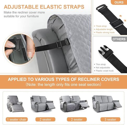 TAOCOCO 3 عبوات من الأشرطة المطاطية القابلة للتعديل، غطاء كرسي كرسي كرسي محبب، غطاء أريكة 3 مقاعد، أغطية حامل للأريكة (3 عبوات، أسود) in Kuwait