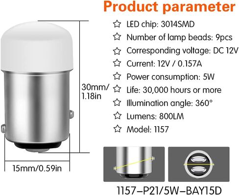 DuaBhoi 4× 1157 LED BAY15D 1034 2057 2357 7528 P21/5W Bulb Replacement for Car RV Camper Reverse Lamps Back Up Tail Brake Stop Parking Interior Indoor Dome Light White in Saudi Arabia