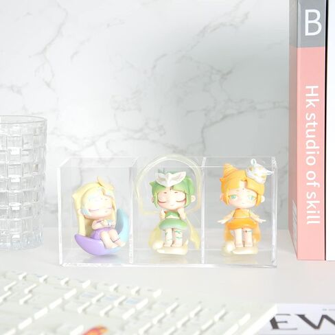 XCVBNM Acrylic Pen Holder 3 Compartments, Clear Makeup Brushes Holder Pen Pot Pencil Holder Organiser Cup Desk Stationery Storage for Home, Office and School Countertop Desk Accessory Storage in Saudi Arabia