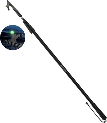 SAN LIKE خطاف قارب تلسكوبي - خطاف قارب من سبائك الألومنيوم ذو 4 مراحل لرسو السفن بطول 17.8 قدم، عمود خطاف قارب متين مقاوم للصدأ مع عمود دفع للقوارب بخرز مضيء لرسو السفن باللون الأسود in Kuwait