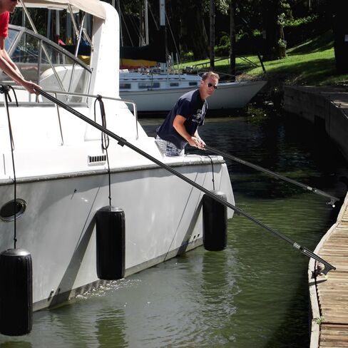 SAN LIKE خطاف قارب تلسكوبي - خطاف قارب من سبائك الألومنيوم ذو 4 مراحل لرسو السفن بطول 17.8 قدم، عمود خطاف قارب متين مقاوم للصدأ مع عمود دفع للقوارب بخرز مضيء لرسو السفن باللون الأسود in Kuwait