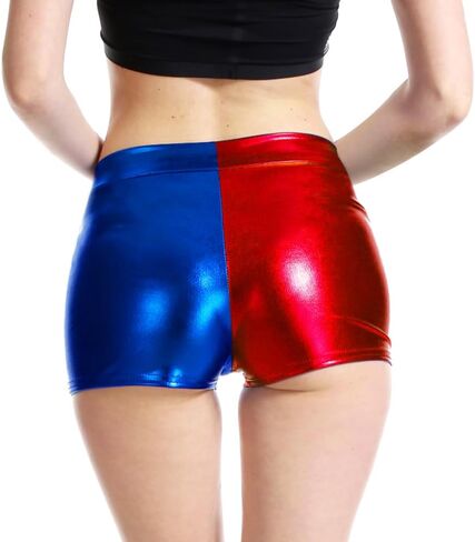 شورت رقص لامع للسيدات، أحمر أزرق Rave Booty، سروال ساخن، شورت معدني in Kuwait