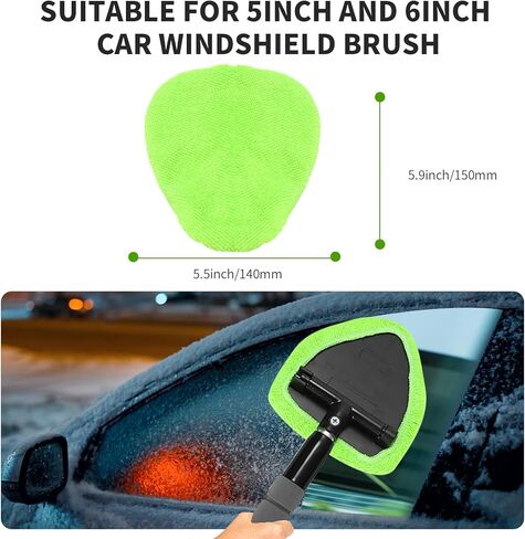 5 عبوات من وسادات الألياف الدقيقة المثلثة لفرشاة XINDELL للزجاج الأمامي، متوافقة مع الرش الكيميائي، أقمشة تنظيف السيارات القطنية القابلة للغسل - قطر 5 بوصات in Kuwait