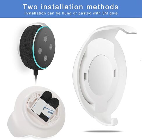 Echo Dot Wall Mount Holder for 3rd Generation, Built-in Cable Management Space-Saving Accessories for Dot(3rd Gen) Smart Speakers, with Sticking Tape and Drill Nail-Black in Kuwait