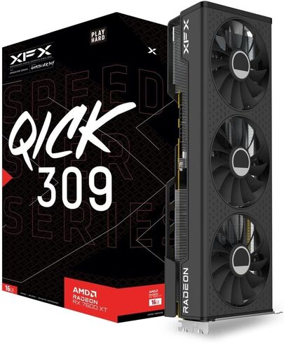 بطاقة رسومات الألعاب XFX Speedster QICK309 Radeon RX 7600XT باللون الأسود مع 16 جيجابايت GDDR6 HDMI 3xDP وAMD RDNA 3 RX-76TQICKBP in Saudi Arabia