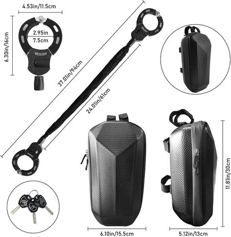قفل سلسلة سكوتر مع حقيبة سكوتر، قفل أمان مضاد للسرقة، قفل سلسلة للأصفاد وحقيبة للدراجة الكهربائية سكوتر، دراجة نارية، دراجة، ملحقات سكوتر الكهربائية in Kuwait