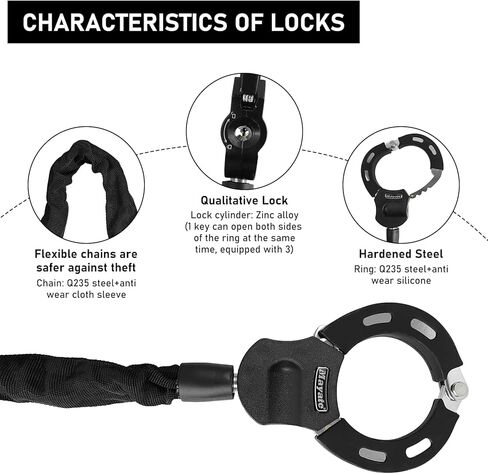 قفل سلسلة سكوتر مع حقيبة سكوتر، قفل أمان مضاد للسرقة، قفل سلسلة للأصفاد وحقيبة للدراجة الكهربائية سكوتر، دراجة نارية، دراجة، ملحقات سكوتر الكهربائية in Kuwait