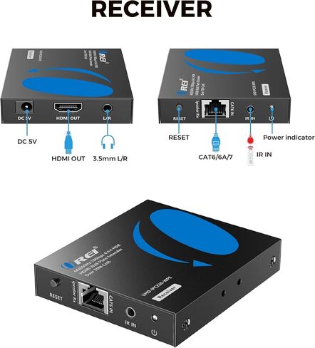 موسع HDMI OREI 4K، عبر كابل واحد Cat6/Cat7، جهاز إرسال لوحة حائط 4K @ 60 هرتز UltraHD مع تحكم HDR وIR - حتى 230 قدمًا (UHD-IPC230-WPE) in Saudi Arabia
