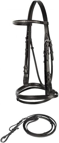 HORZE Weston Padded Leather Snaffle Bridle with Flash Noseband and Web Reins | English Bridle for Horses in Saudi Arabia
