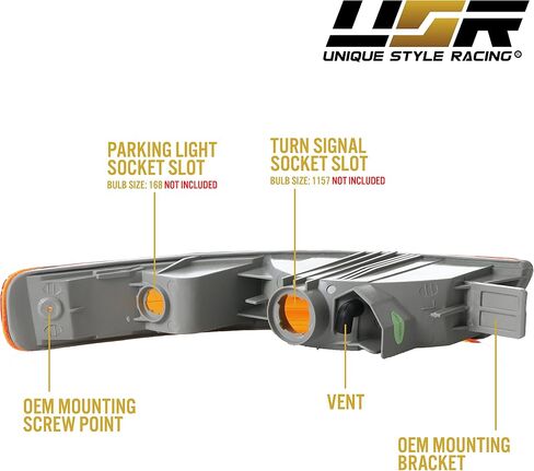 USR 98-01 Integra Bumper Lights - JDM Style All Amber Lens Turn Signal Parking Lamps (Left + Right) compatible with 1998-2001 Acura Integra DC2 in Saudi Arabia
