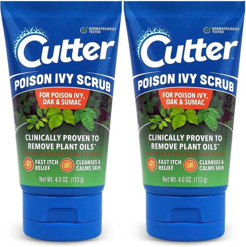 Cutter Poison Ivy, Oak, and Sumac Scrub - Fast Itch Relief, Gentle Cleansing, Natural Exfoliation for Soothing Skin Care, Fragrance-Free. Outdoor Essential for Hiking, Camping, Hunting, and Gardening. in Kuwait