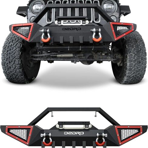 OEDRO Front Bumper Compatible with 2007-2024 Jeep Wrangler JK/JKU JL/JLU Gladiator JT, Rock Crawler Off Road Full Width Bumper with Winch Plate Mounting & 2 x D-Rings in Saudi Arabia