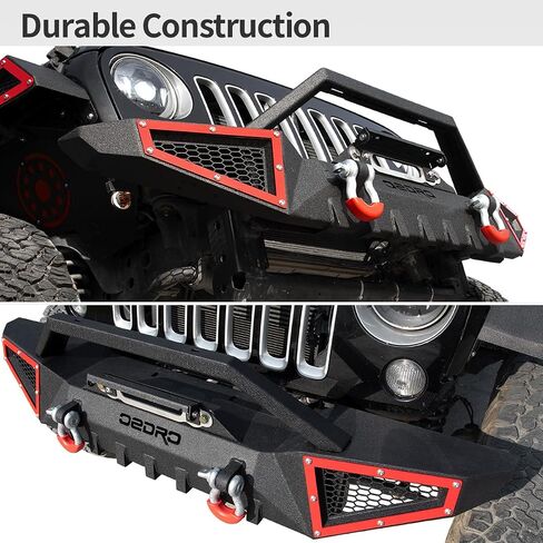 OEDRO Front Bumper Compatible with 2007-2024 Jeep Wrangler JK/JKU JL/JLU Gladiator JT, Rock Crawler Off Road Full Width Bumper with Winch Plate Mounting & 2 x D-Rings in Saudi Arabia