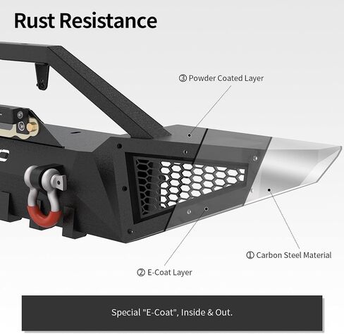 OEDRO Front Bumper Compatible with 2007-2024 Jeep Wrangler JK/JKU JL/JLU Gladiator JT, Rock Crawler Off Road Full Width Bumper with Winch Plate Mounting & 2 x D-Rings in Saudi Arabia