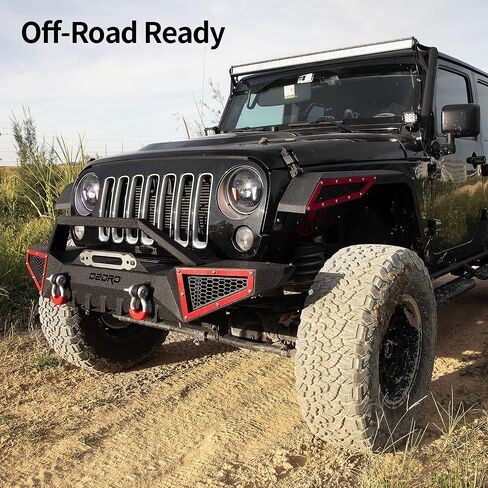 OEDRO Front Bumper Compatible with 2007-2024 Jeep Wrangler JK/JKU JL/JLU Gladiator JT, Rock Crawler Off Road Full Width Bumper with Winch Plate Mounting & 2 x D-Rings in Saudi Arabia