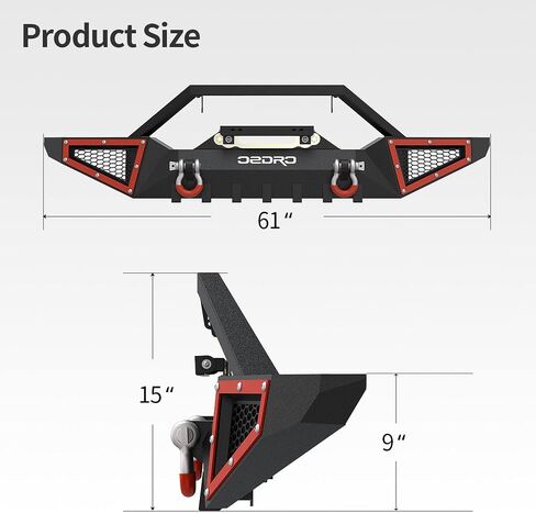 OEDRO Front Bumper Compatible with 2007-2024 Jeep Wrangler JK/JKU JL/JLU Gladiator JT, Rock Crawler Off Road Full Width Bumper with Winch Plate Mounting & 2 x D-Rings in Saudi Arabia