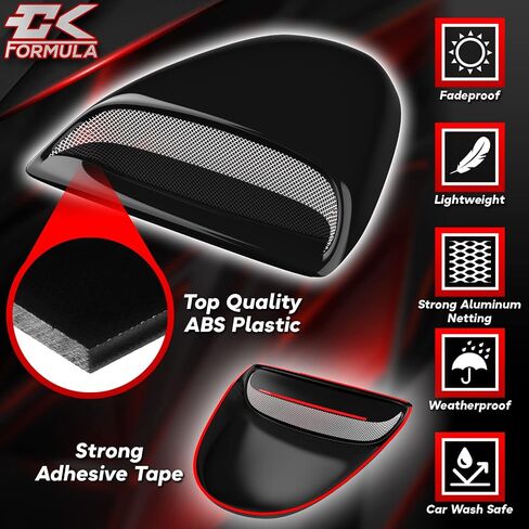 CK Formula Gloss Black Hood Scoop - Aerodynamic Air Flow Front Hood Vent Cover, Universal Fit for Cars, Coupe, Pickup Trucks, SUV, Car Body Kit, Automotive Exterior Accessory, Weatherproof, 1 Piece in Saudi Arabia