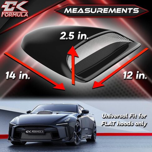 CK Formula Gloss Black Hood Scoop - Aerodynamic Air Flow Front Hood Vent Cover, Universal Fit for Cars, Coupe, Pickup Trucks, SUV, Car Body Kit, Automotive Exterior Accessory, Weatherproof, 1 Piece in Saudi Arabia