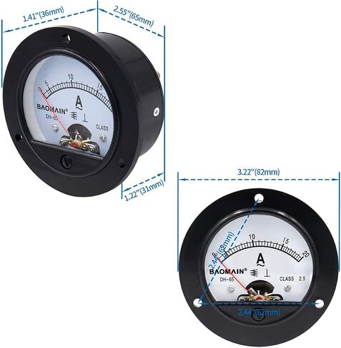 Baomain DH-65 Round Shaped AC 0-20A Analog Panel Meter Ammeter Gauge in Saudi Arabia