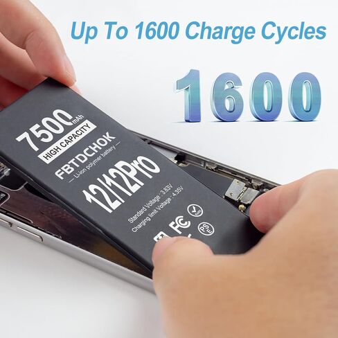 7500mAh Upgraded Replacement Battery Compatible with iPhone 12/12Pro, New Version Ultra High Capacity 0 Cycle A+ Battery Compatible with iPhone 12/12Pro, with Complete Repair Tool Kit in Saudi Arabia